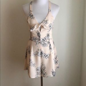 Lush Pale Peach and Black Print Romper